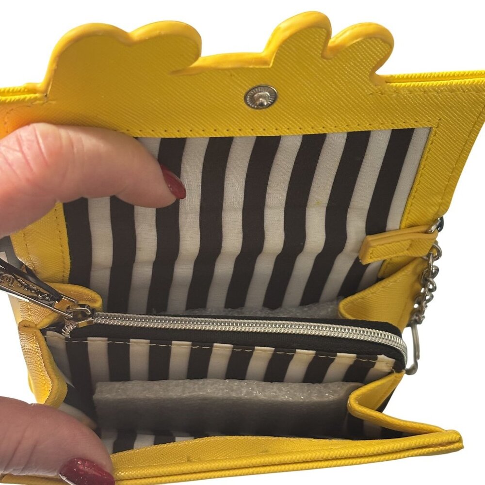 Marc Tetro Small Keychain Wallet Yellow Dachshund Design With Striped Interior - Picture 4 of 7